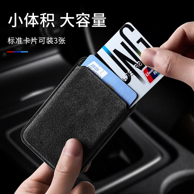 Cartera de piel auténtica de Alcantara italiana con imanes magnéticos MagSafe, tarjetero incorporado para iPhone 16 15 14 13 12 Pro Max