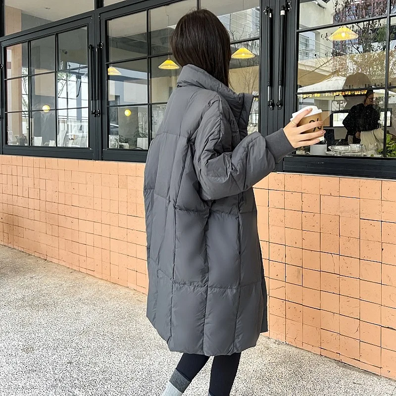 2024 New Down Padded Jacket Women's Winter Korean Version of Long Jacket Fashion Loose Thick Warm Over The Knee Coat