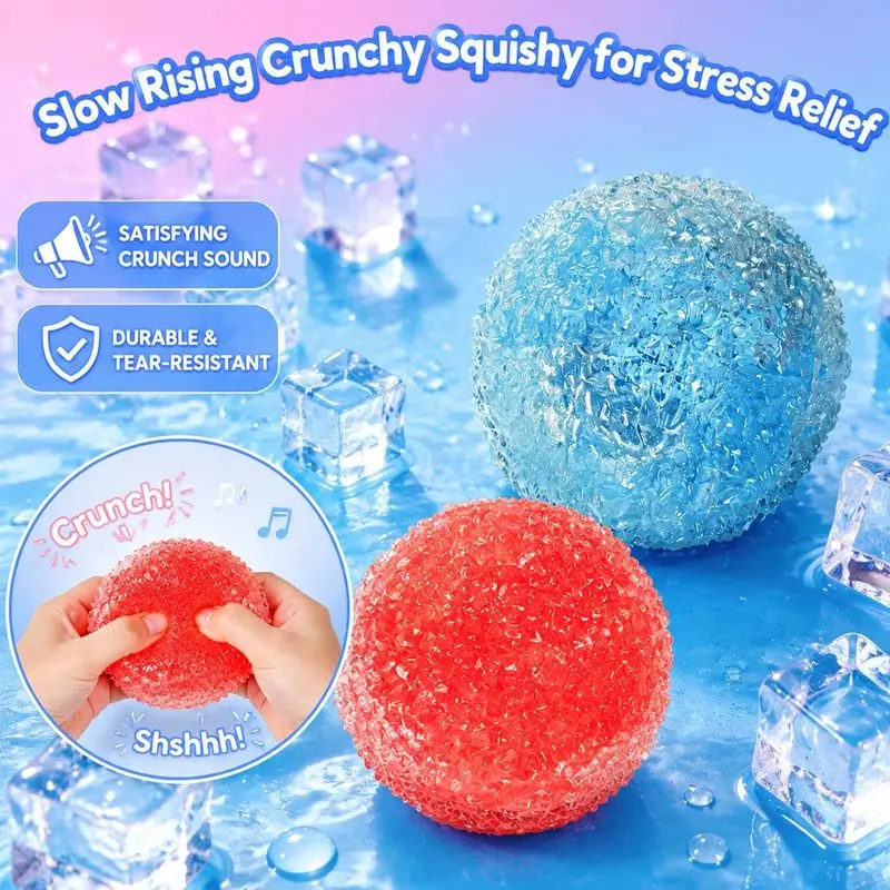 Slushy Crunchy Squishy Stress Ball Anxiety Relief Fidget Toy Relaxing Sensory Squishies For Adult Party Gifts Red