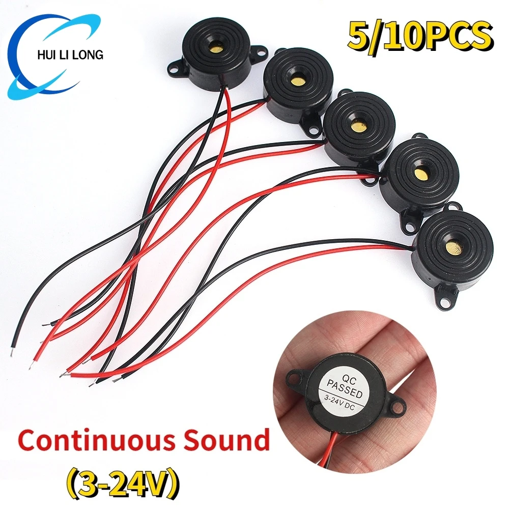 5/10/20 PCS High Decibel Buzzer SFM-20B DC 3-24V Continuous Sound Buzzer 2312 Active Piezo Buzzers, for Arduino Car