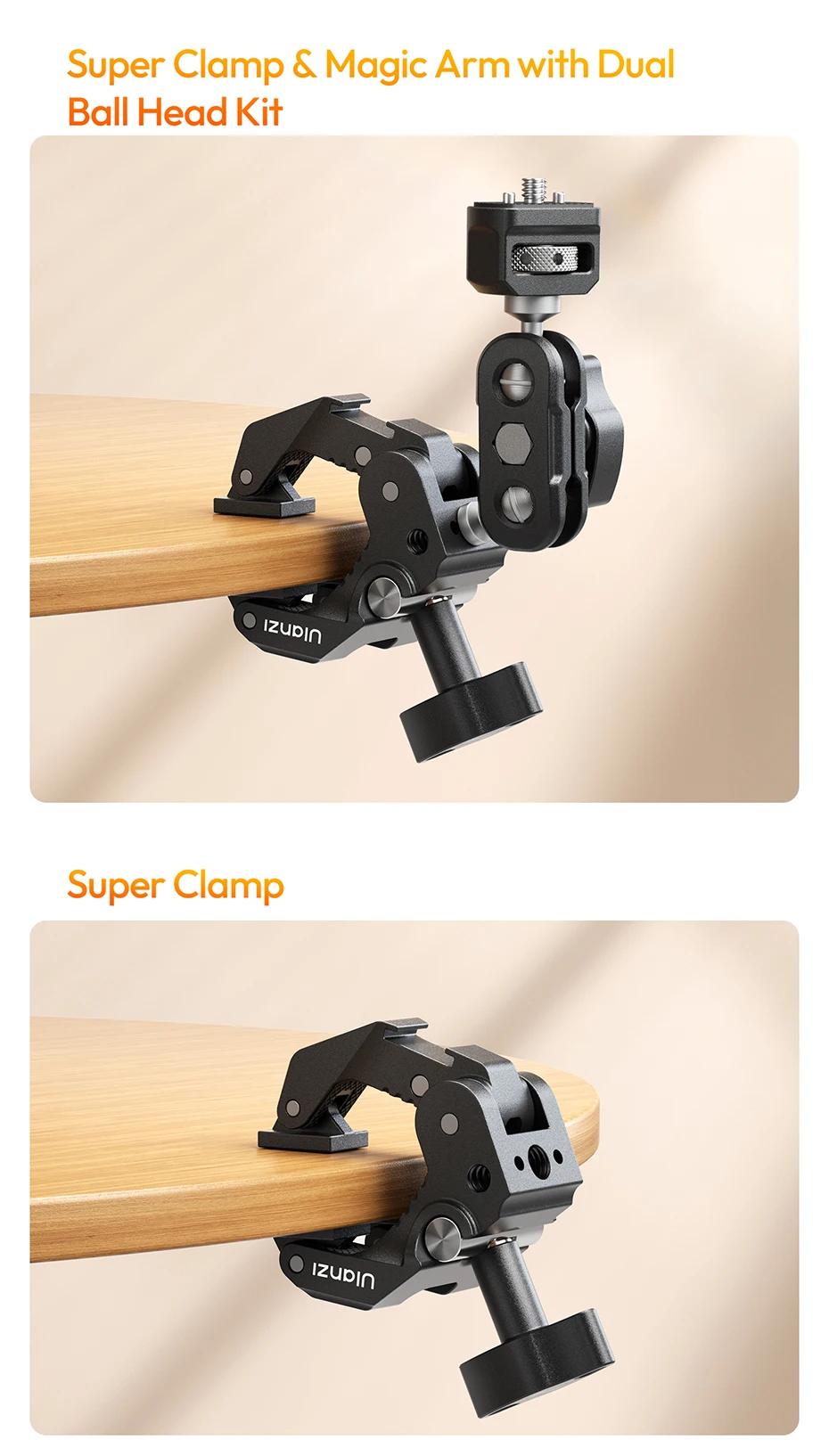 �Ulanzi CO78 Super-Klemme 3-Backen-Super-Klemme für Flache Oberflächen Rundrohr-Super-Klemme für Outdoor-Fotografie und Radfahren – Detail 4
