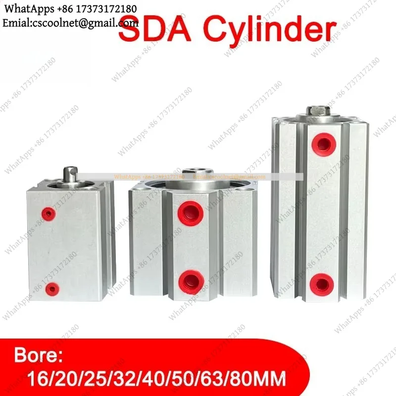JS01 SDA Series Compact Thin Double Acting Air Cylinder 5-100mm Stroke Pneumatic Actuator