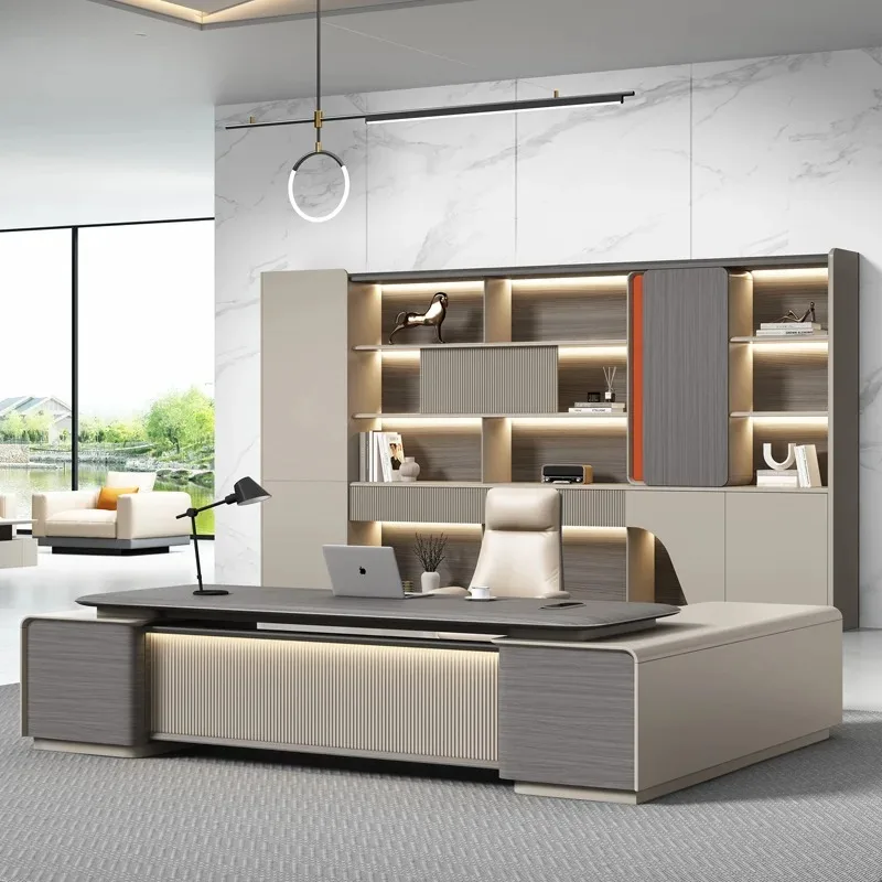 

Boss, chair, chairperson, large desk, light luxury high-end office desk and chair combination