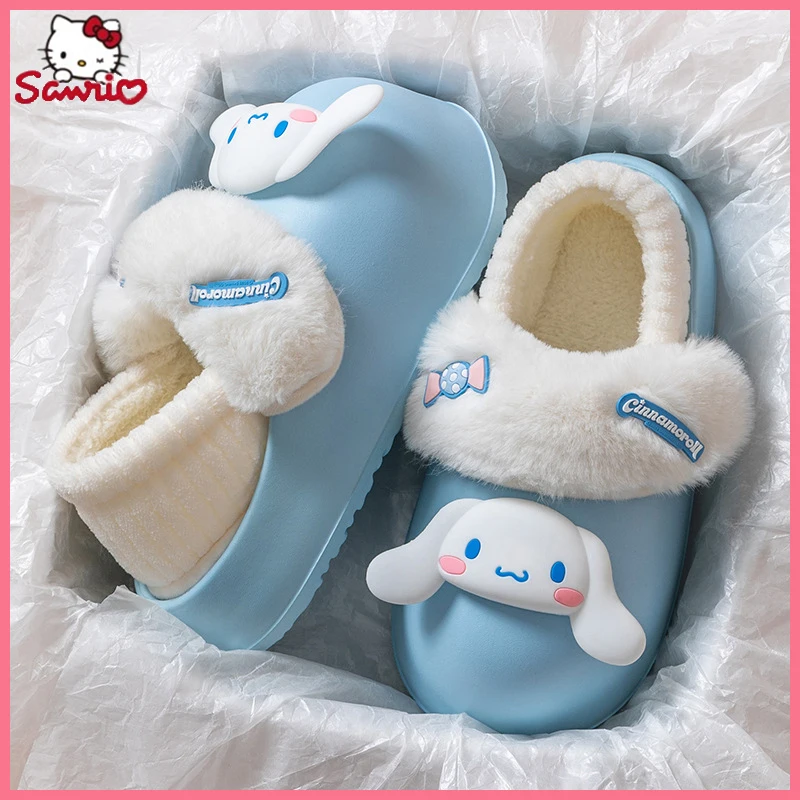 

Sanrio Melody Waterproof Cotton Slippers Removable Full Package Thick Sole Female Fall And Winter Antislip Cartoon Slippers Gift