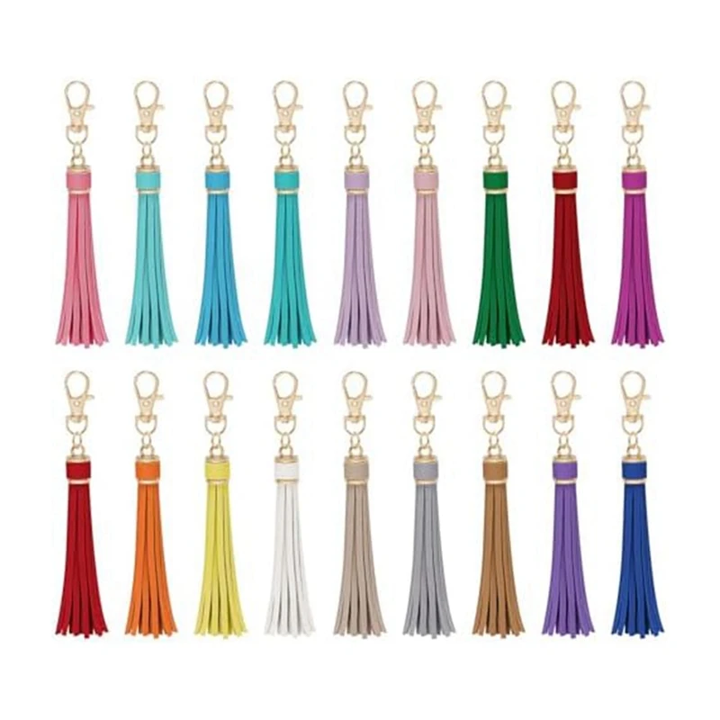 18Pcs Faux Leather Tassel Bulk Keychain Tassels Leather Tassels For Handbag Keychain And Craft