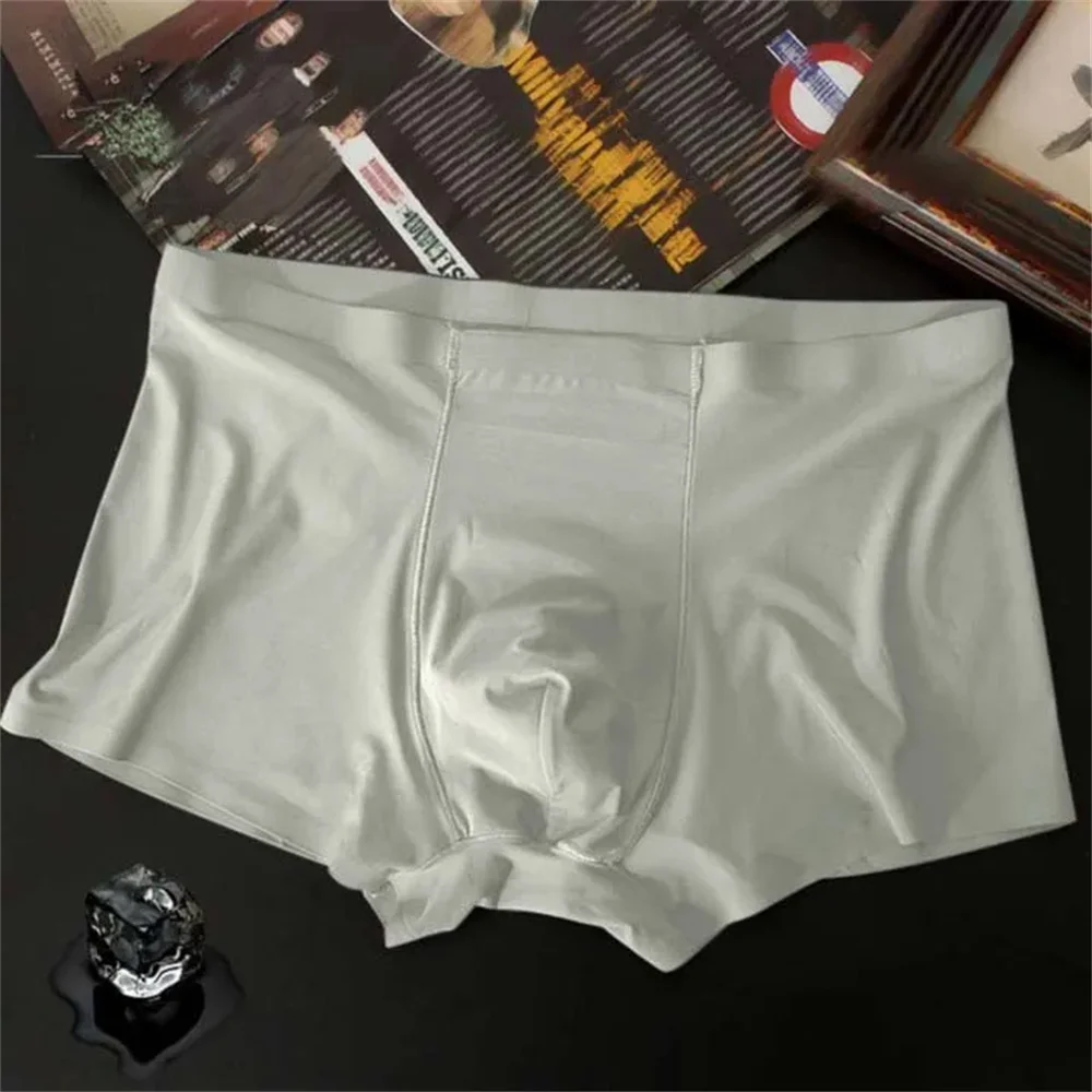 Men Ice Silk Boxer Briefs Seamless Underwear Man Soft Smooth Underpants Comfortable Panties Breathable Boxer Shorts Knickers