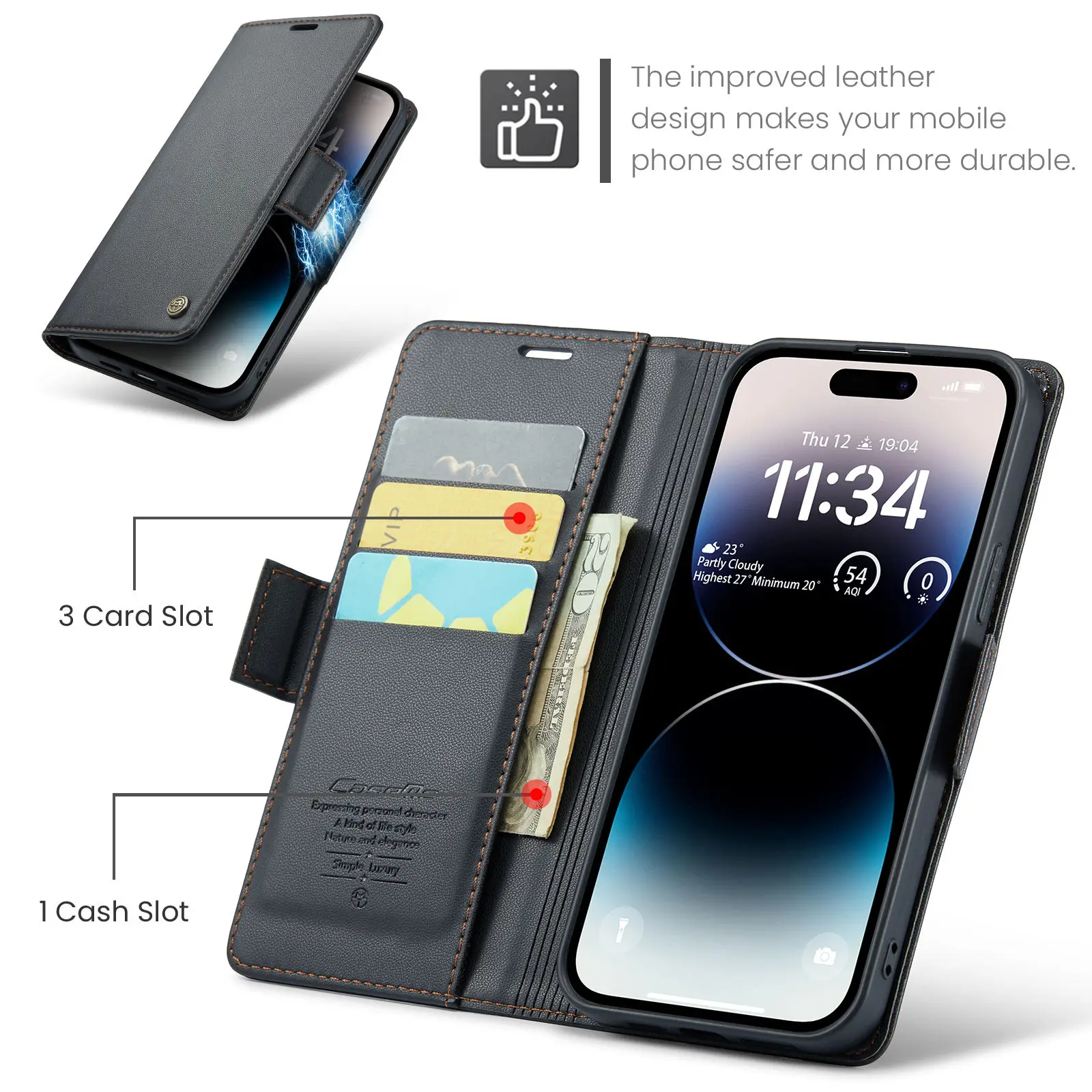 CaseMe Wallet Case for iPhone 16 15 14 Pro Max Plus 13 12 Mini Premium PU Leather Flip Case Magnetic Credit Card Holder Cover
