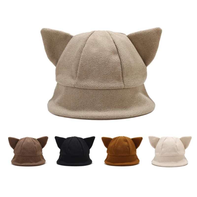 

Autumn and winter hats, women's fashion, pointed ears, all-match hats, trendy cute student basin hats, outdoor sunshade