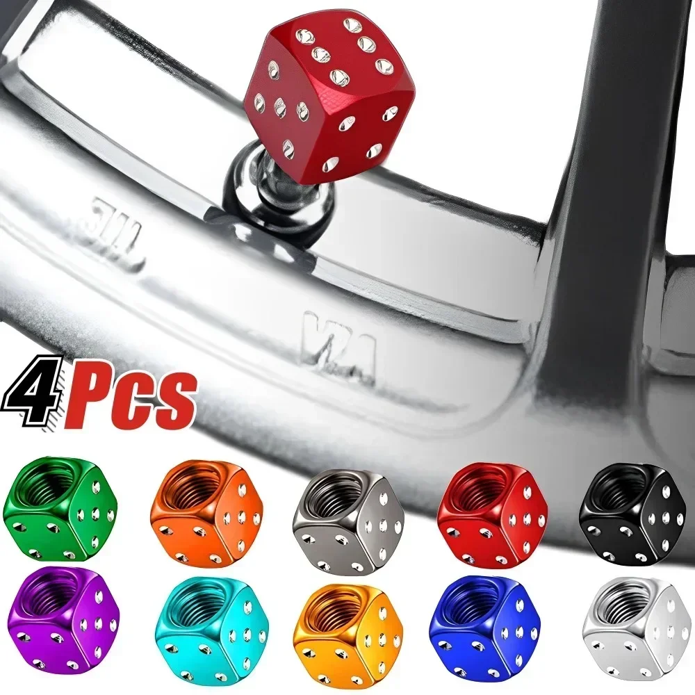 4 قطعة النرد شكل سيارة شاحنة عجلة الإطارات صمام الهواء الجذعية غطاء غبار دراجة صمام الملحقات