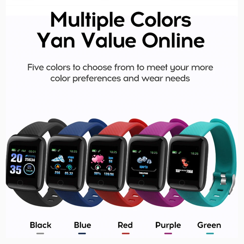 116Plus D13 1.3 Inch Color Touch Screen Pedometer Fitness Tracker Smart Bracelet Heart Rate Monitor for All Ages