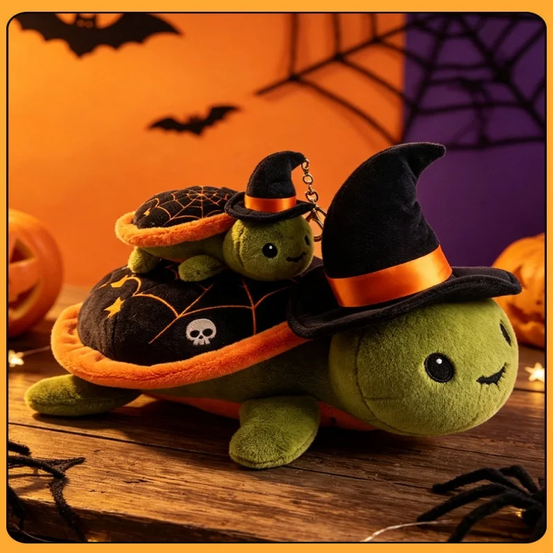 15cm\38cm Halloween Cute Turtle Plush Doll Wizard Hat Doll Ornament Keychain Cartoon Toy Children's Birthday and Christmas Gifts