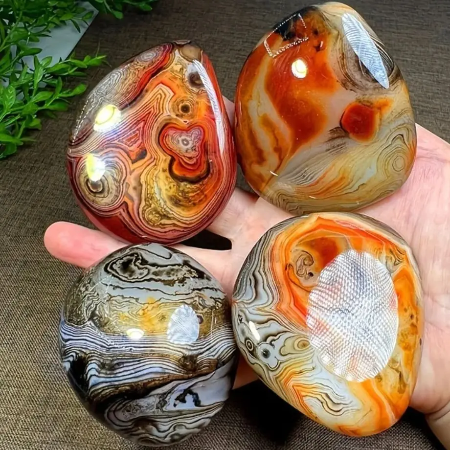 Big Smooth Agate Stone Healing Crystal Geode Pebbles Mineral Specimen Madagascar Craft Silk Agate Landscape DIY Gemstones Decor