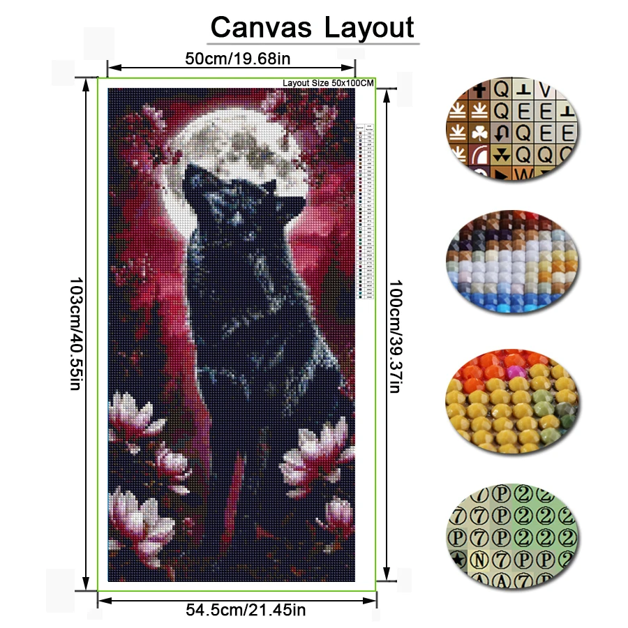 Moon Wolf Flower Large Diy Diamond Arts For Adults Painting Kits New Collection Animal Full Drill Mosaic Embroidery Picture