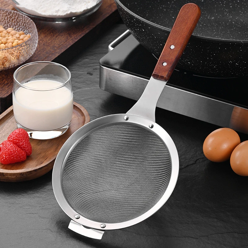 304 Stainless Steel Skimmer Filter Spoon Wooden Handle Strainer Sieve Hot Pot Colander Kitchen Cooking Tool Vegetables Filtering