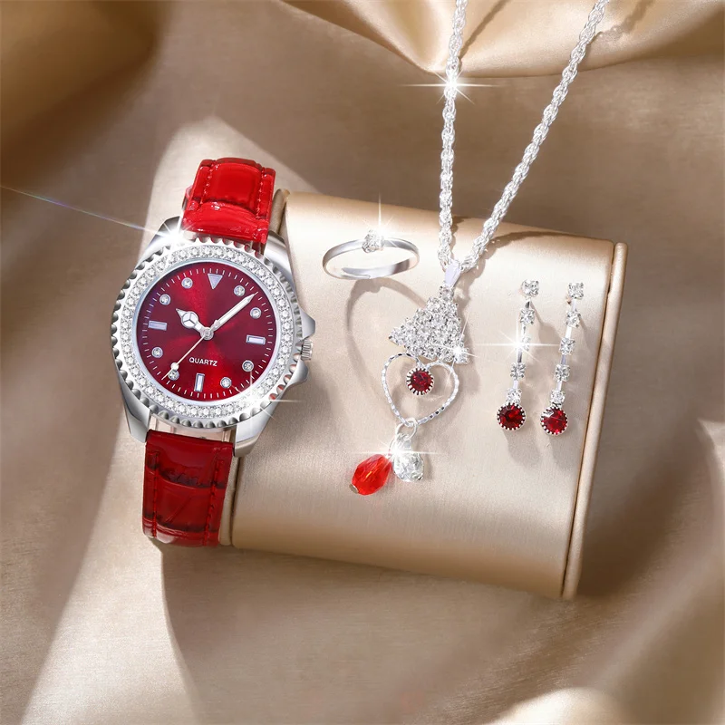 Nuovo Set da 5 pezzi orologi da donna con cinturino in pelle orologio da donna semplice orologio da polso analogico da donna Casual regalo Montre