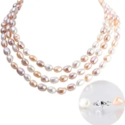 Natural Sweet Water Pearl Beads Necklace Cute Girls 3 Layer Choker Jewelry with Freshwater Pearls Pendants Necklaces for Women