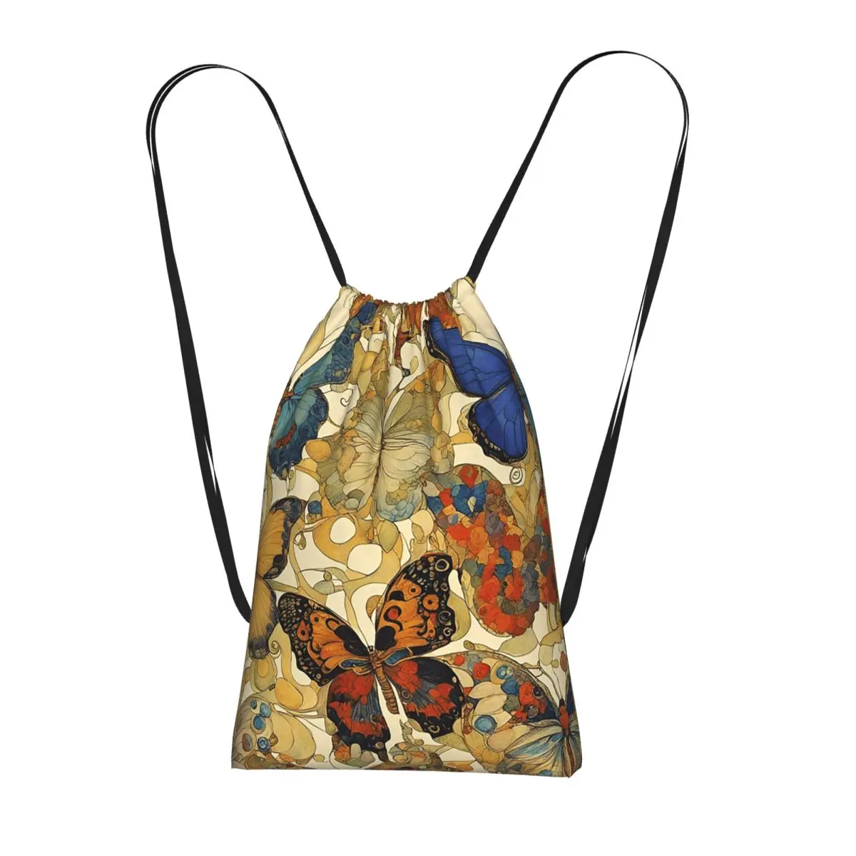 

Рюкзаки с красочным винтажным узором в виде бабочек, портативные сумки на шнурке, сумки для мелочей, сумки для книг, сумки для путешествий и школы