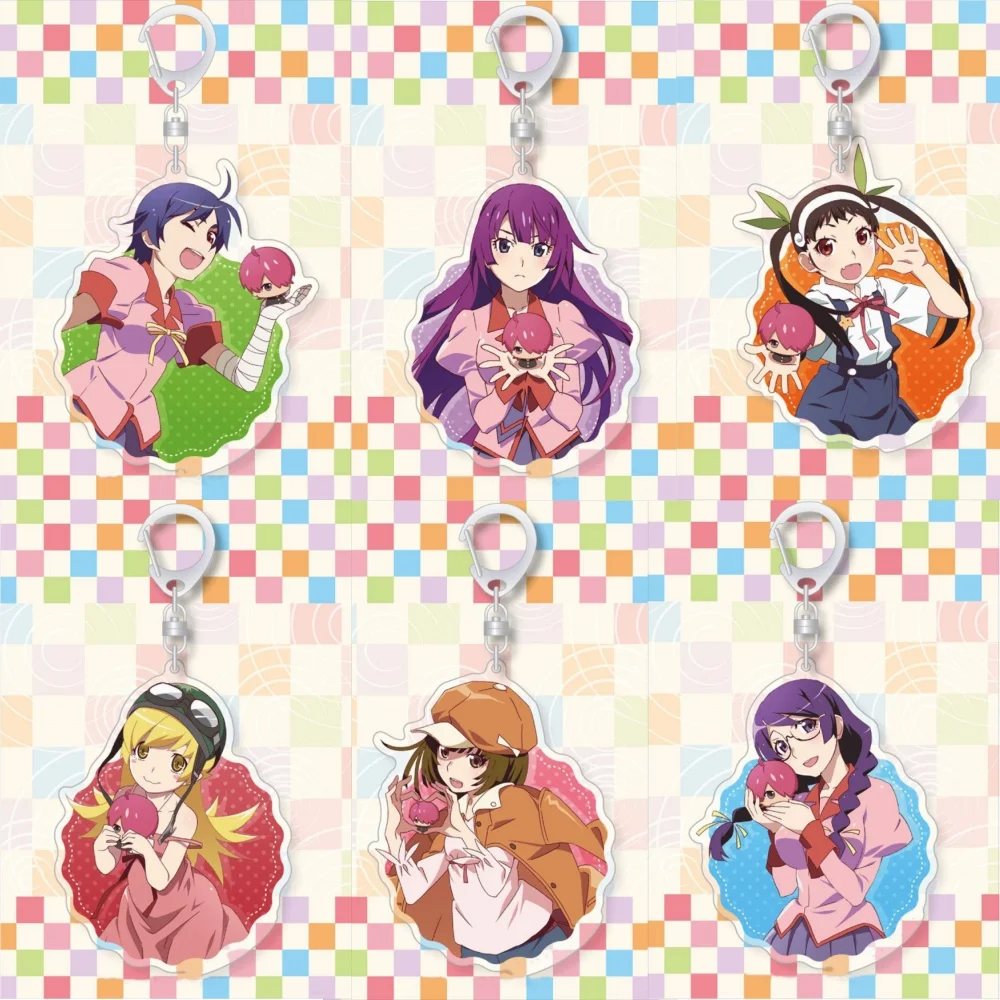 Loen Anime Store Monogatari Series Suruga Kanbaru Nadeko Sengoku Acrylic Keychain Pendant Ornamen Fans Charm Gifts About 6cm