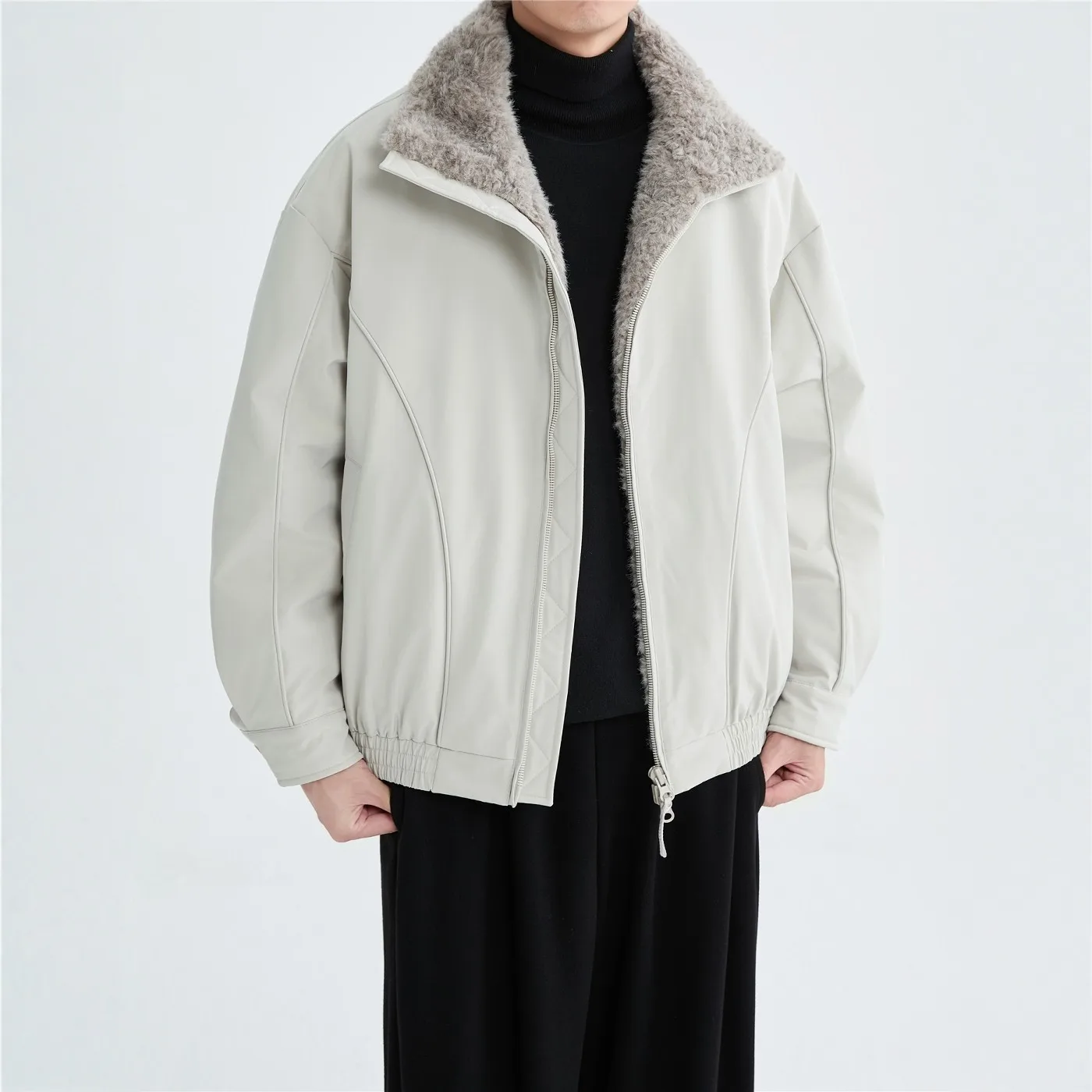 

Men's Casual Hooded Duck down Jacket Thickened Warm Polyester Fiber Fabric Zipper Closure Short Style Leisure Fashion