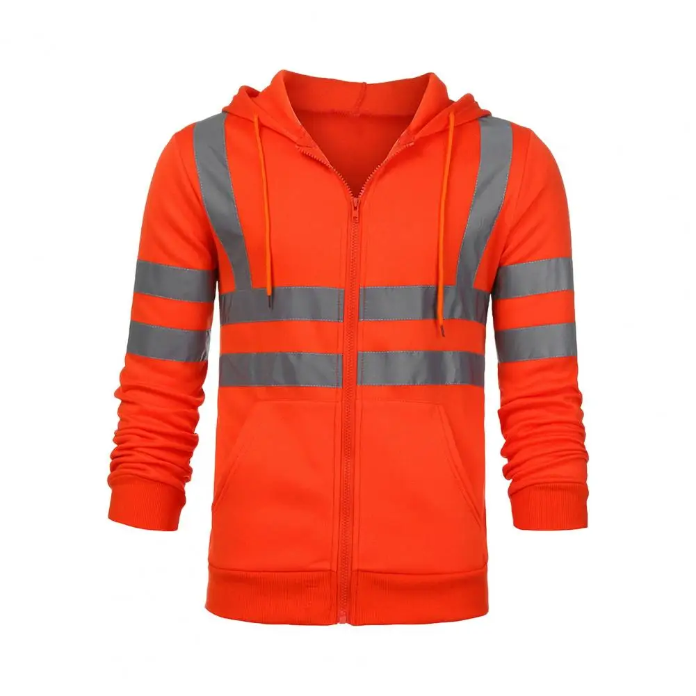 Sudadera con puños elásticos Sudadera con capucha de seguridad reflectante de alta visibilidad para trabajadores de cambio nocturno Reflectante de 360 grados para correr