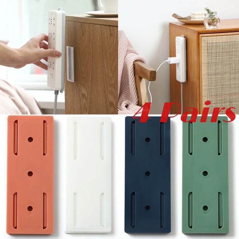 

4/2/1pcs Self-adhesive Hook Socket Storage Holder Socket Organizer Powerful Traceless Wall-mounted Cable Seamless Strip Holder