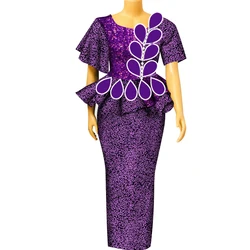 BintaRealWax Africa Two Piece Set for Women Dashiki Water Drop Pattern African Clothes Bazin Lady Clothing for Party YF104