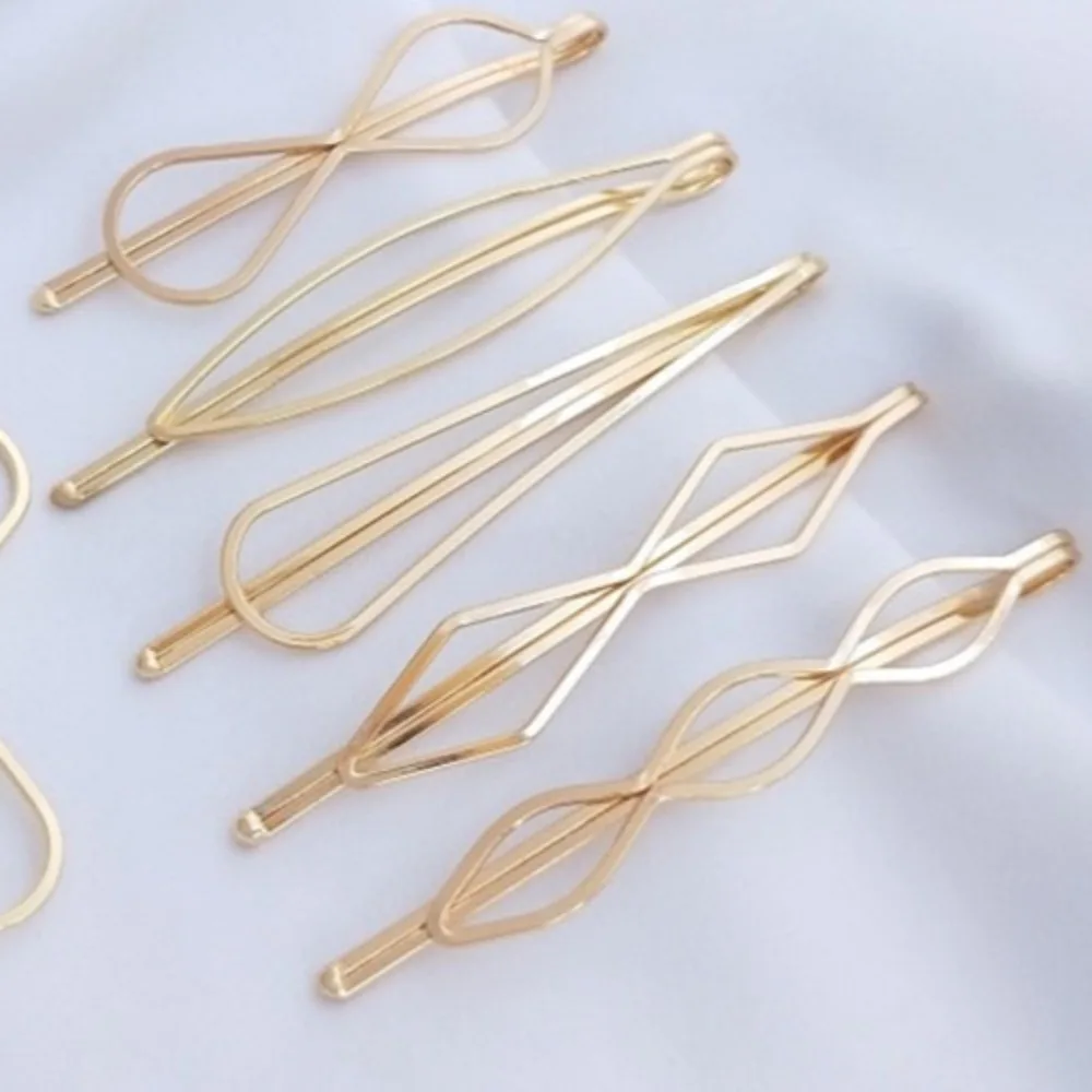 

14K Gold Color Korean Hairpin Plated Real Gold Japanese Geometric Edge Clip One Word Clip DIY Handmade Hairpin Headgear