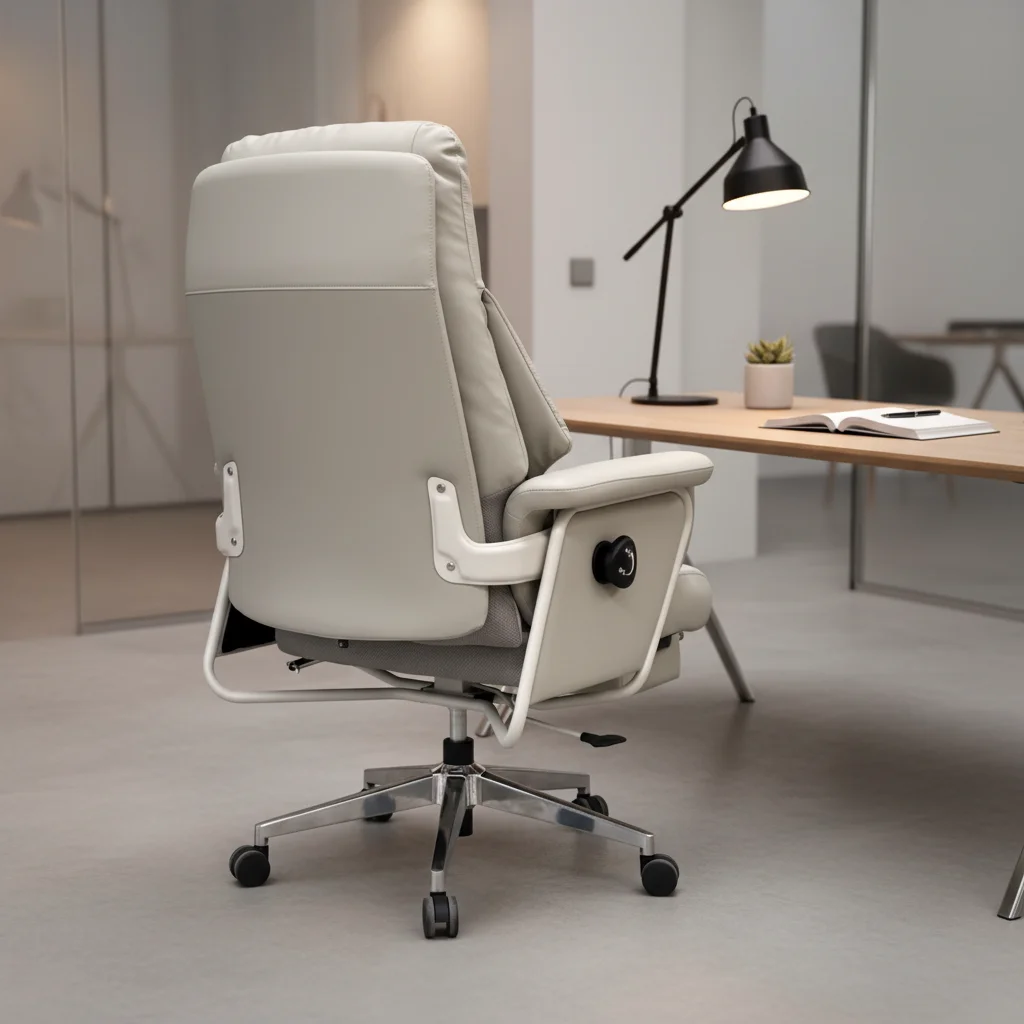 White high-back leather executive office chair | 180 degrees can lie down, suitable for home office and hospital use