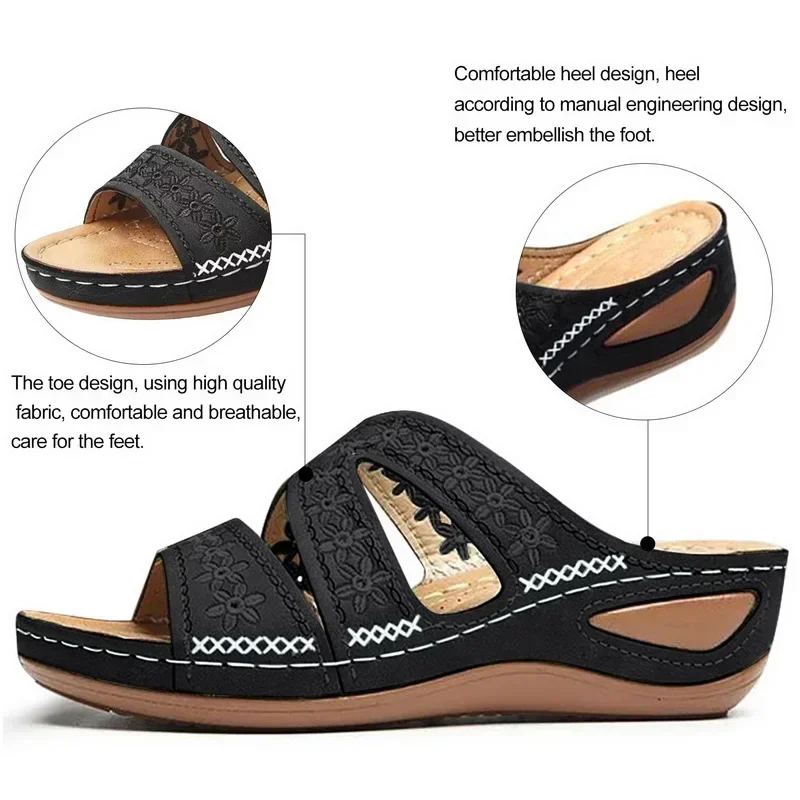 Sommer 2026 Damen-Sandalen mit offenen Zehen, Retro Rutschfeste Leder-Freizeitsandalen, Modische Vielseitige Damensandalen – Detail 13