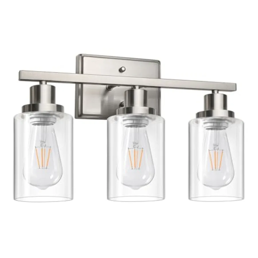

Bathroom Vanity Light Fixtures, Wall Sconces ing with Clear Glass Shade, Brushed Wall Lights for Mirror, Kitchen, Living Room,