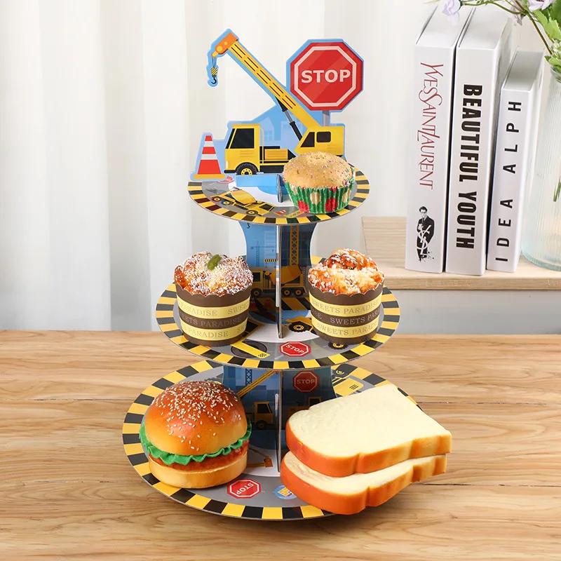 7pcs Construction Cupcake Topper Pick Dump Truck Excavator Tractor Party Cake Toppers for Kids Birthday Baby Shower Party Decor