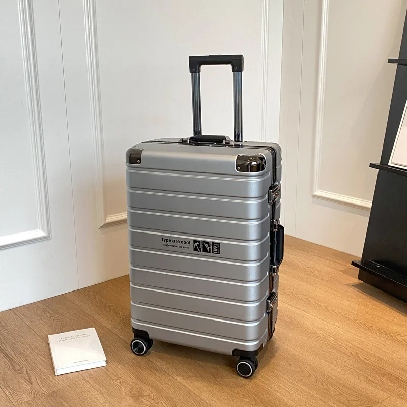 Frosted Duurzame Pc Bagage Aluminium Frame Massief Trolley Case Universele Wiel Reiskoffer Wachtwoord Instaptas Groot Formaat