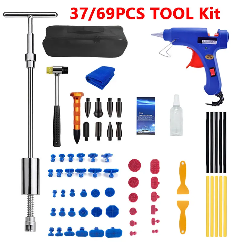 36/69Pcs Automobile Dent Repair Tool Set Car Dent Puller Small Dents Hail Damage Repair Tool Set Paint-Free Body Dent Remover