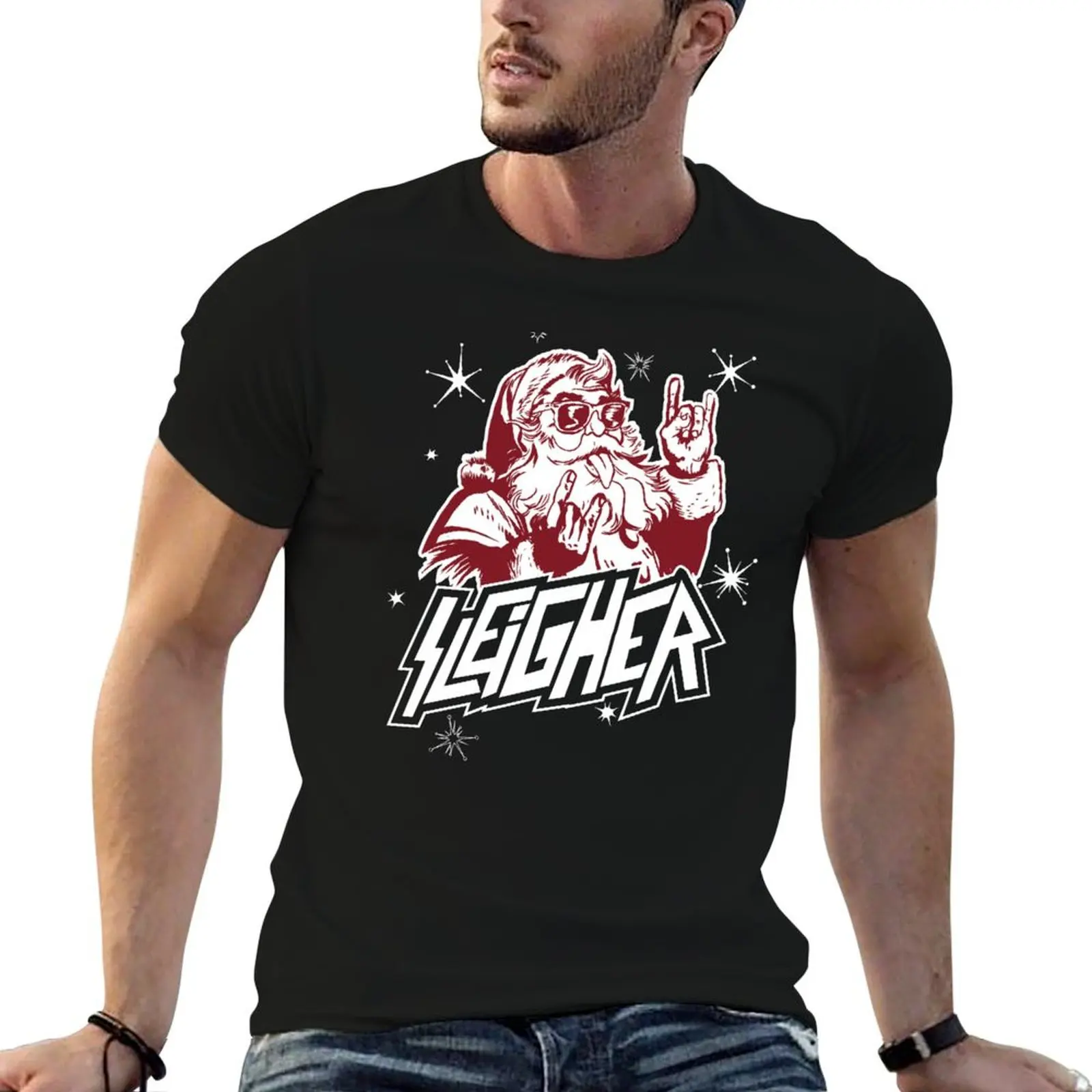 

graphic t Sleigher Santa 100% man T-Shirt shirt shirts cotton t man