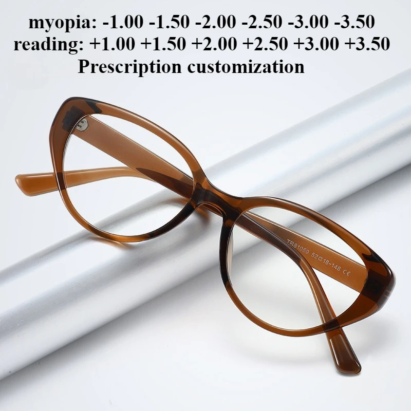 525 مللي متر جديد نظارات سوداء عين القط مكافحة الضوء الأزرق غير وصفة طبية موضة نظارات للقراءة قصر النظر مخصص