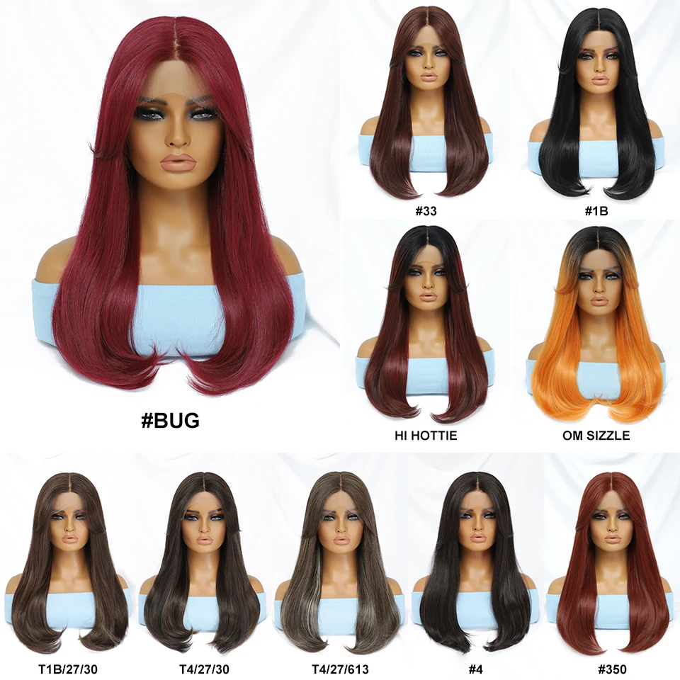 Synthetic Lace Front Wigs Long Straight Blonde Natural Ombre Orange Cosplay Lace Wig With Baby Hair For Black Women