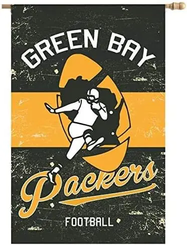 Team Sports America Green Bay Packers NFL Vintage Linen House Flag - 28”W x 44”H Indoor Outdoor Double Sided Decor Flag for Foot