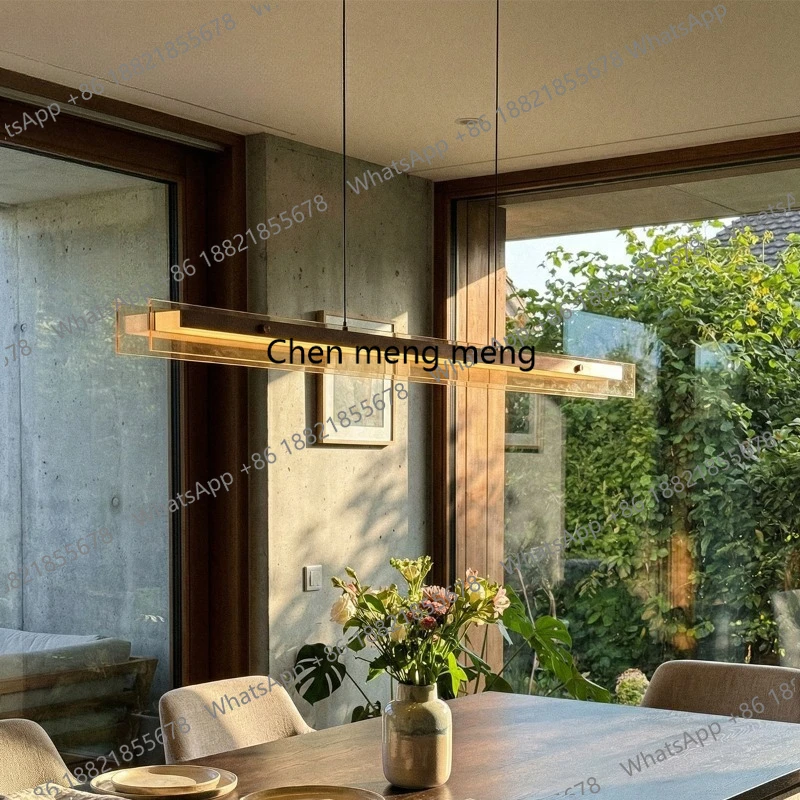 

French antique restaurant chandelier retro minimalist dining room dining table strip light new Chinese style