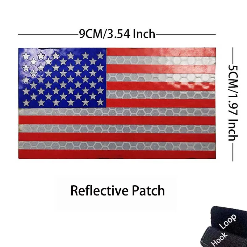 Amerikanische Flagge, USA-Emblem, Kleidungsapplikation, IR-reflektierender Aufnäher, Klettverschluss, militärische taktische Streifen, Abzeichen für Helm, Rucksack. – Detail 3