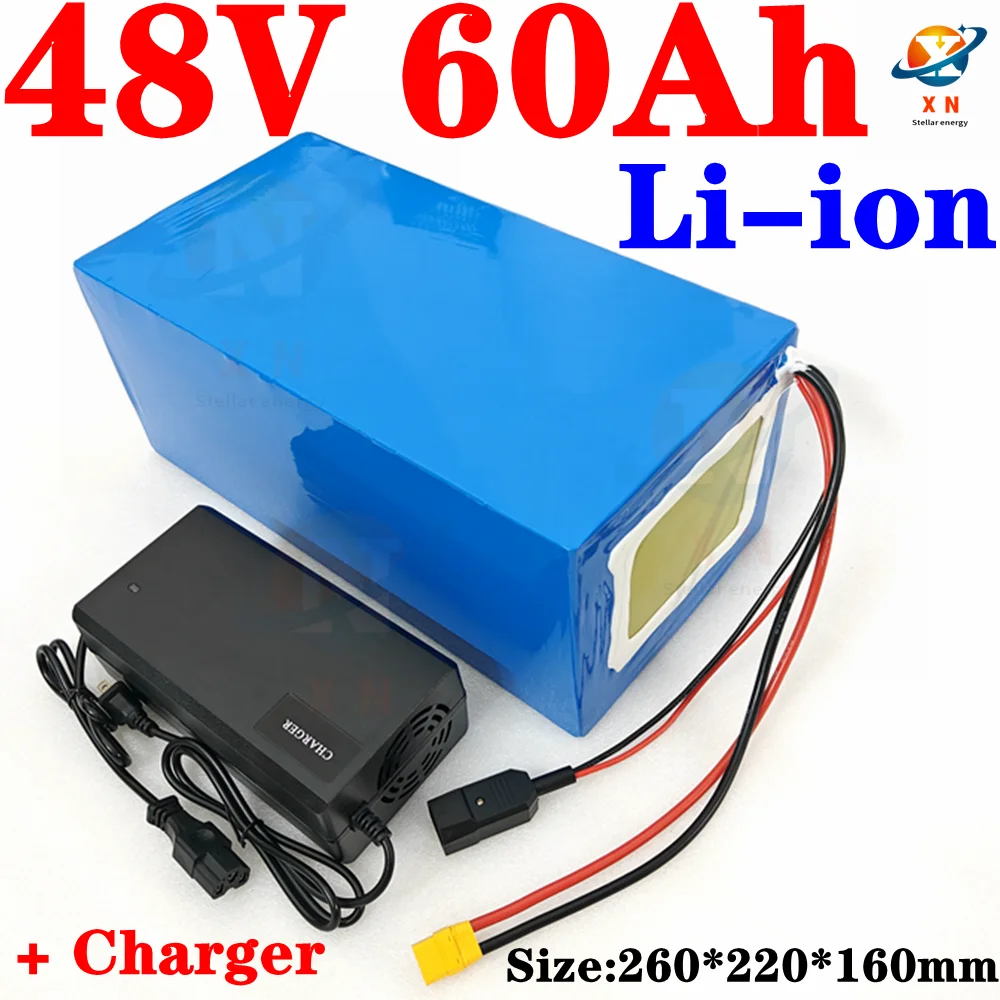 48V 60AH lithium ion battery BMS li ion battery for 3000w AGV scooter bike Tricycle inverter golf cart boat + 10A Charger