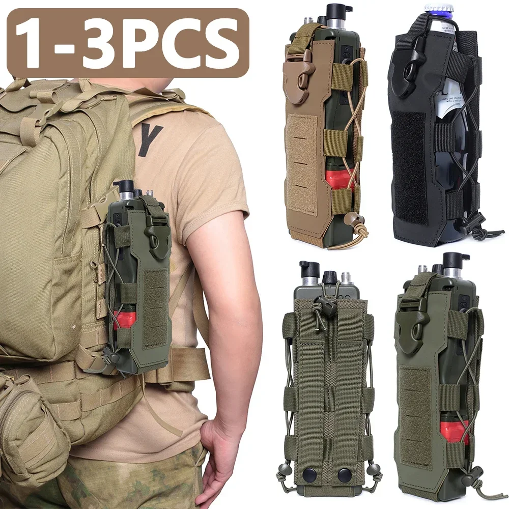 

Tactical Molle Water Bottle Pouch Bag Military Outdoor Travel Hiking Drawstring Water Bottle Holder, Kettle Carrier Bag, 1-3Pcs