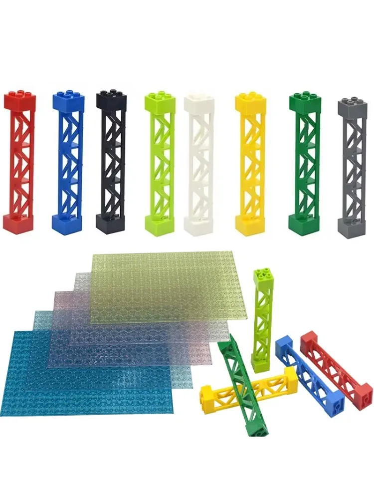 Building Block Part 10Pcs MOC Pillars Bricks 2X2X10 Support Baseplate Bridge Pillar Girder Bracket Column Toys Compatible 95347