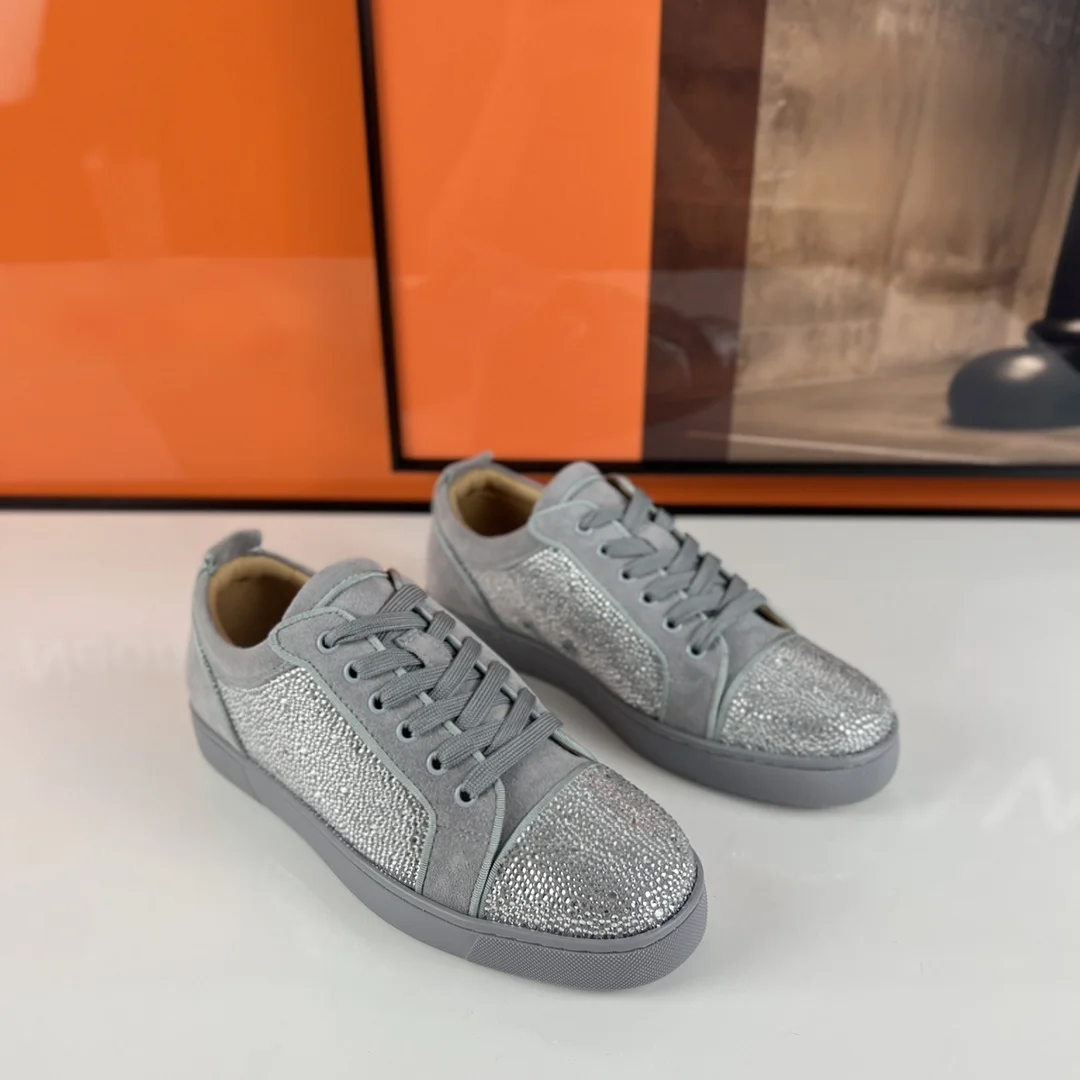 Luxury Grey Green Suede Leather Rhinestone Spikes Sneakers Crystal Studded High Tops Party Club Wedding Shoes Trendy Designer