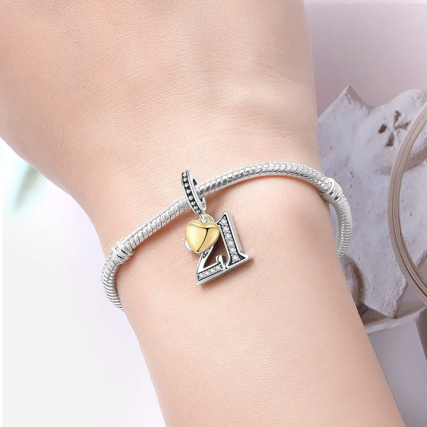 الأصلي 15th 16 18 20 21 الذكرى عيد ميلاد الزفاف S925 فضة قلادة بها خرزات صالح سوار قلادة DIY بها بنفسك مجوهرات هدايا