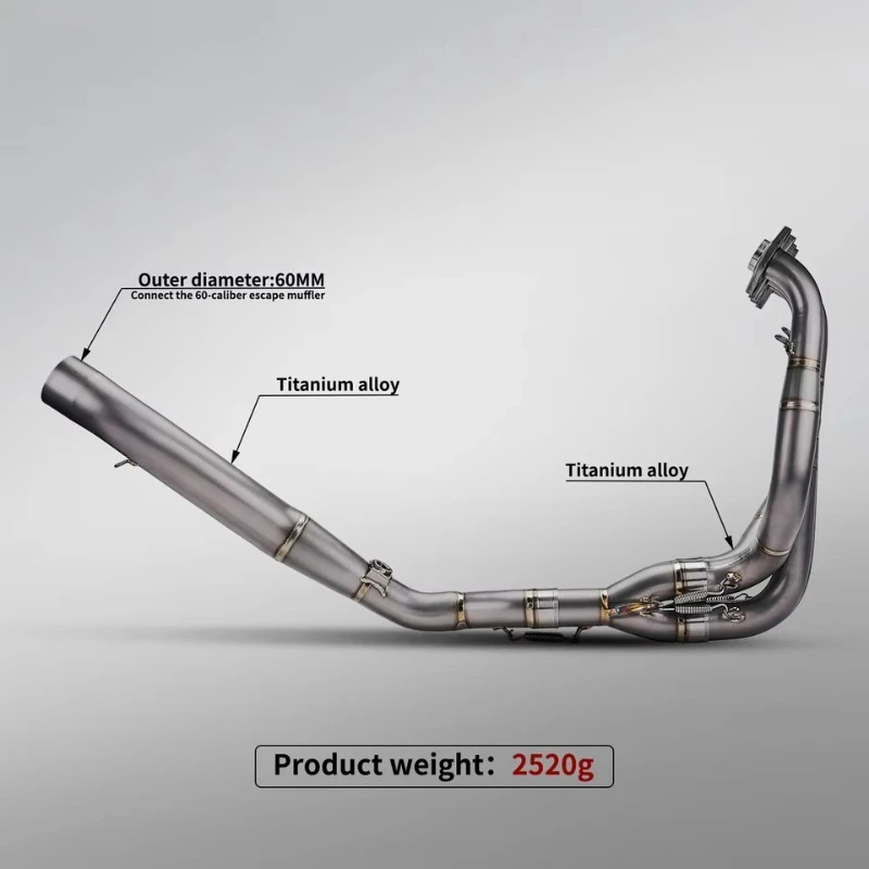 NlkHanm ZX6R Motorcycle Exhaust Pipe Modification Arro Ti. Alloy 60mm Caliber Front Mid Section Silver for ZX6R