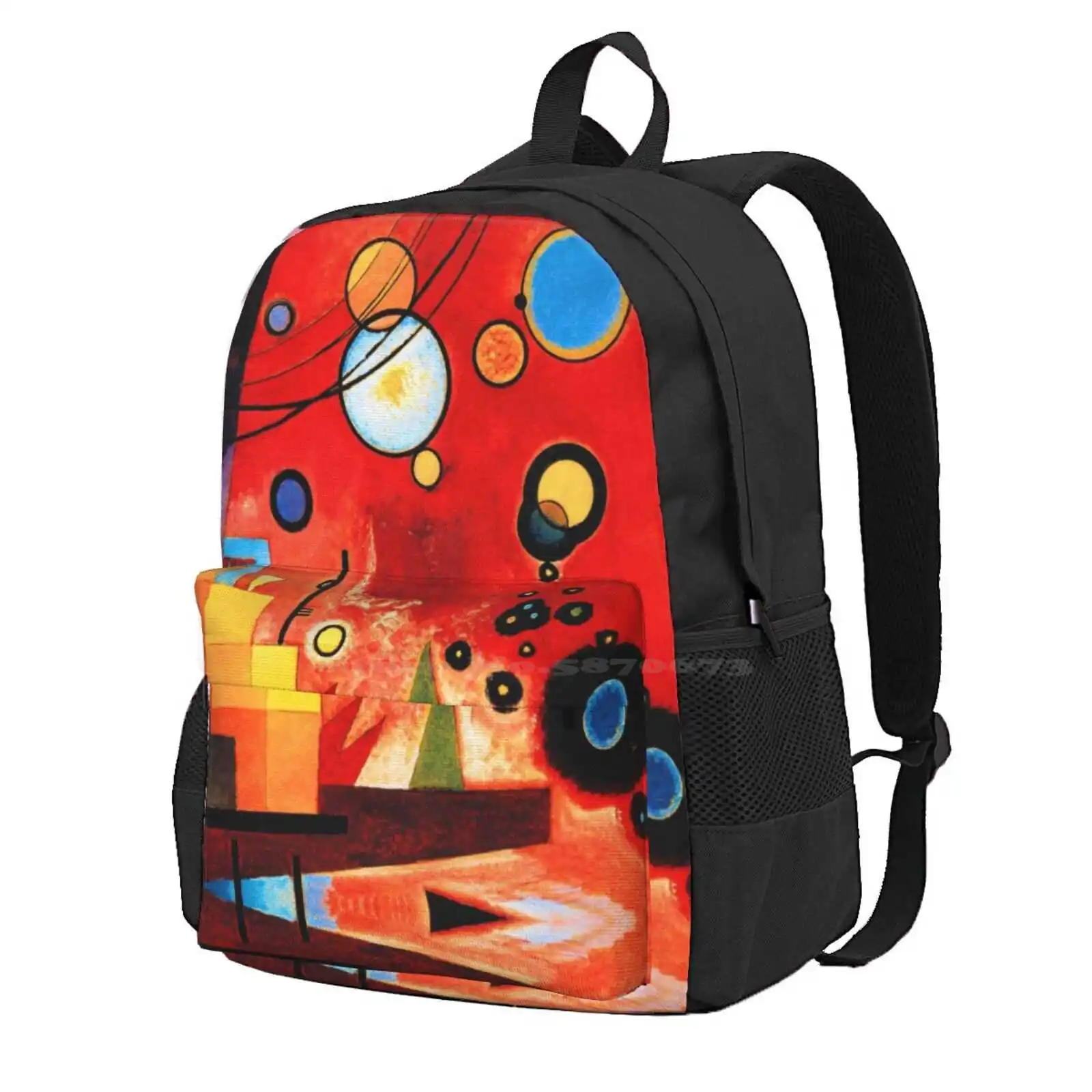 

Wassily Kandinsky - Heavy Red Hot Sale Schoolbag Backpack Fashion Bags Russian Oil Fine Artist Abstract Lines Geometry