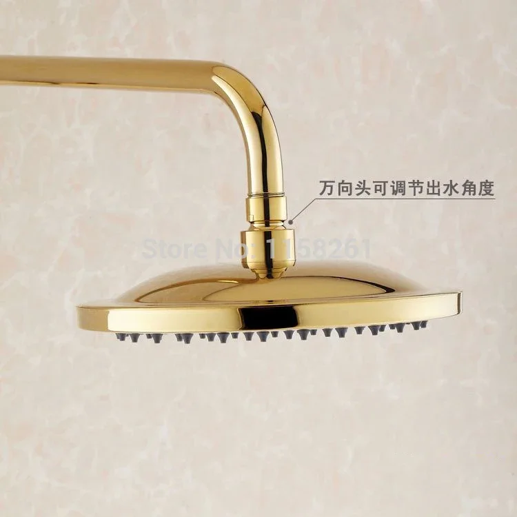 Vidric Shower Faucets Luxury Gold Brass Bathroom Shower Mixer Faucet Set Rain Shower Head Round Wall Bathtub Faucet Handheld