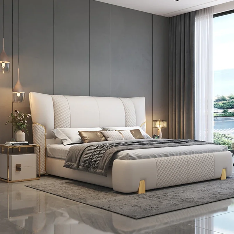 Pretty Modern Luxury Double Bed Frame House King Size Italian Comferter Bed Adults Villa Camas De Dormitorio Bedroom Furniture