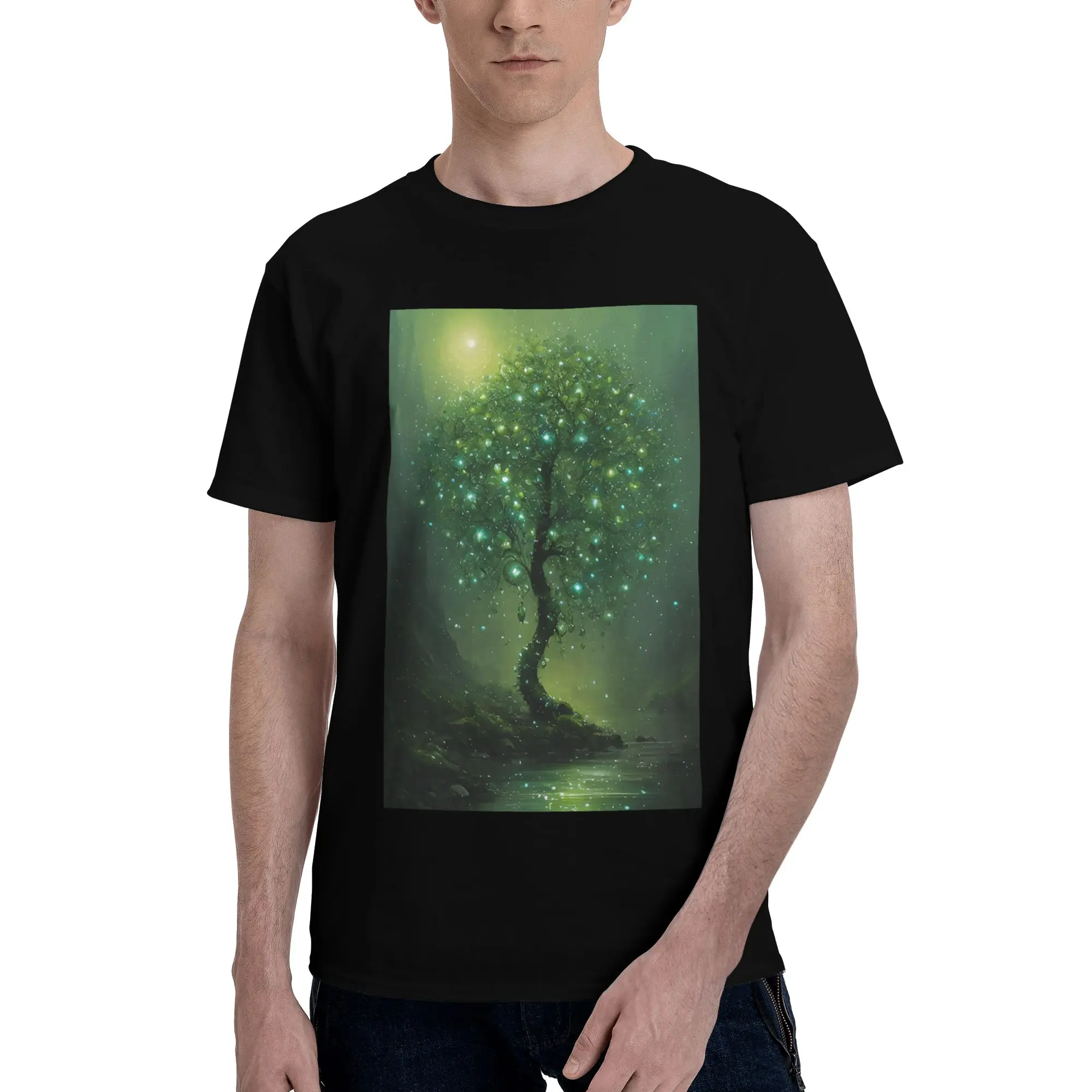 

Magic Green Tree 100% Cotton T-Shirt Men'sClassic T Shirts Men O-Neck Short Sleeve S-6XL
