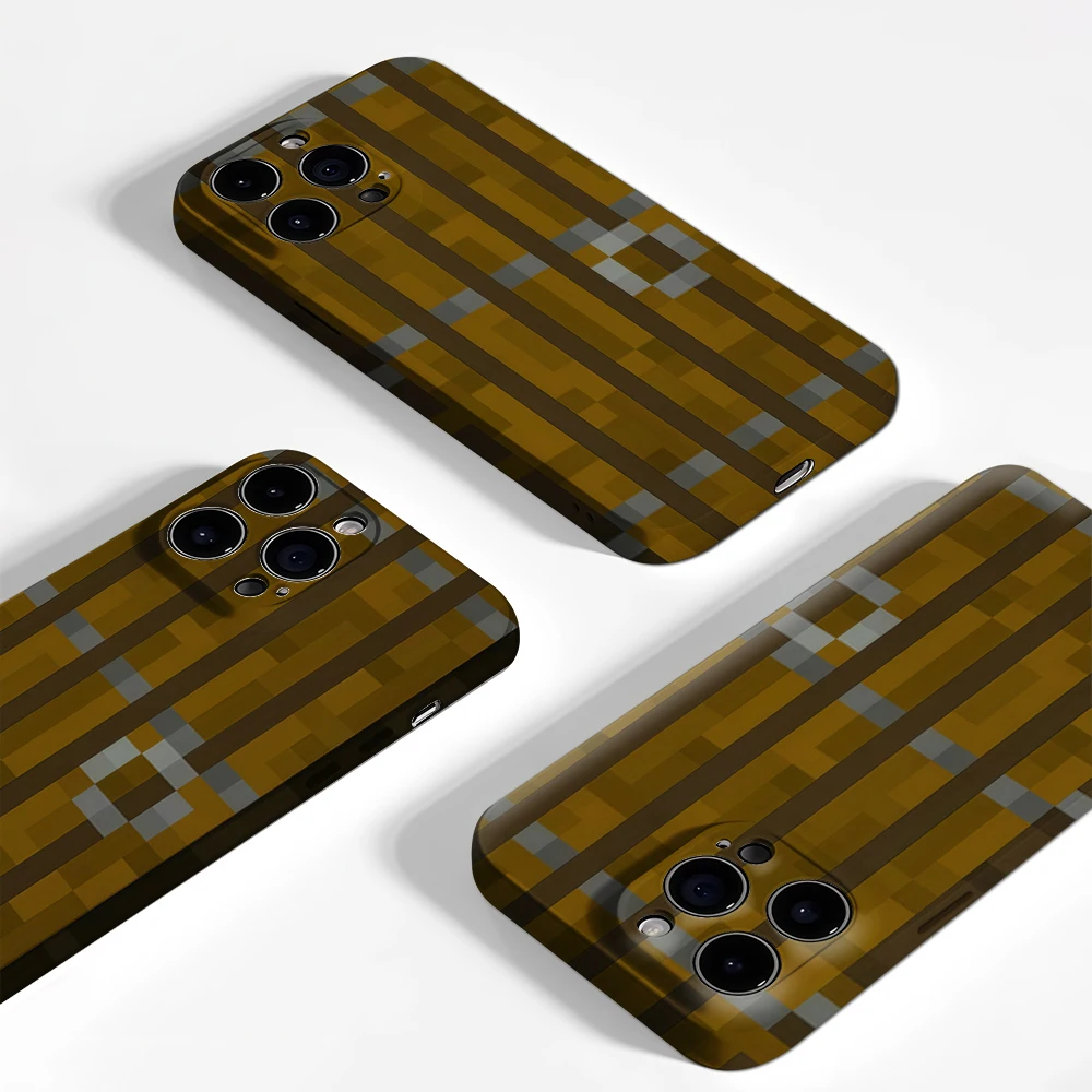 Brown Wood Pixels Phone Case For iPhone 17 16 15 14 13 12 11 Pro Max Air 16e 7 8 Plus XS Max X XR Hard PC Bumper Cover view 4
